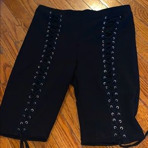 Laced biker tights